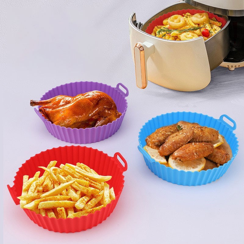 Silicone Air Fryer Liner With Handles, Food Grade Reusable Oven Baking Accessory